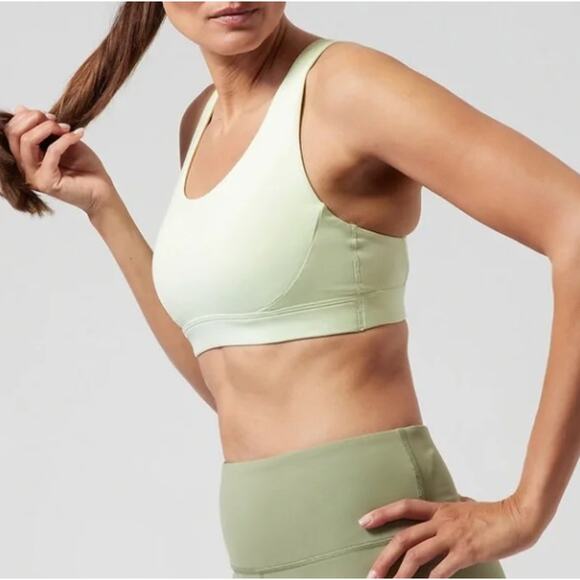 Athleta Other - Athleta Ultimate Bra A-C racerback sports bra women's small light yellow green